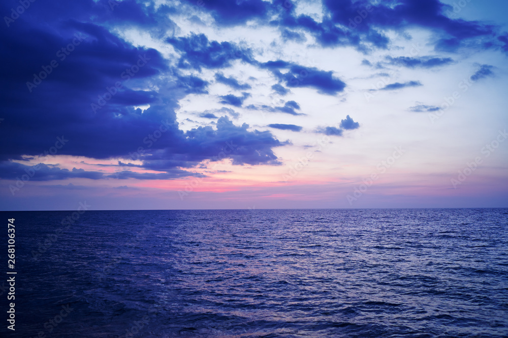 Beautiful seascape with cloudy sky. Sunset on the beach. Beautiful seascape with cloudy sky. Sunset on the beach.