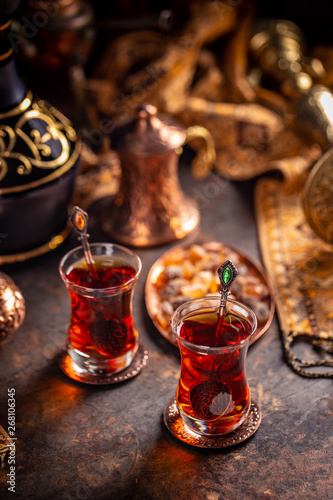 Turkish tea in a traditional cups