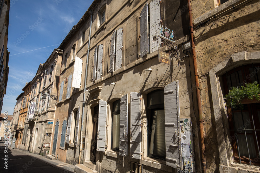 Street in the old town of Arles in Provence. France.