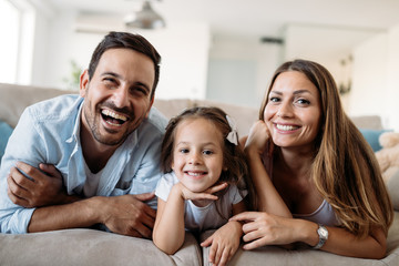 Happy family having fun time at home