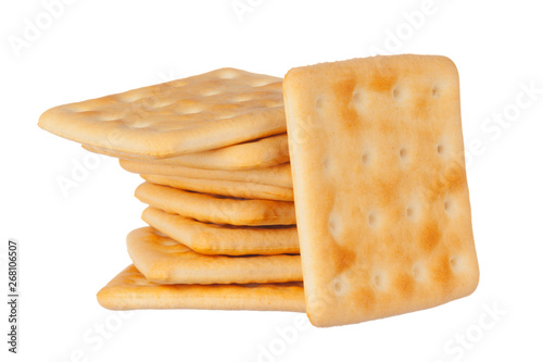 crackers pile on white background