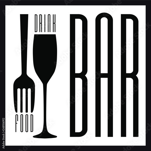 Logo ou étiquette noir et blanc pour un bar avec une typo très étroite.