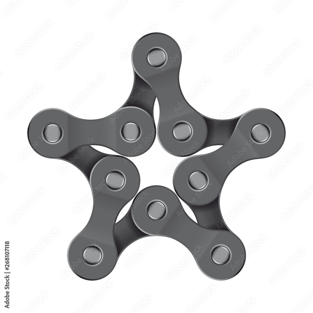 Vector realistic star created from bike chain. Isolated on white background. Vector realistic star created from bike chain. Isolated on white background.