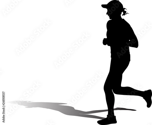 man and woman as a runners silhouette vector