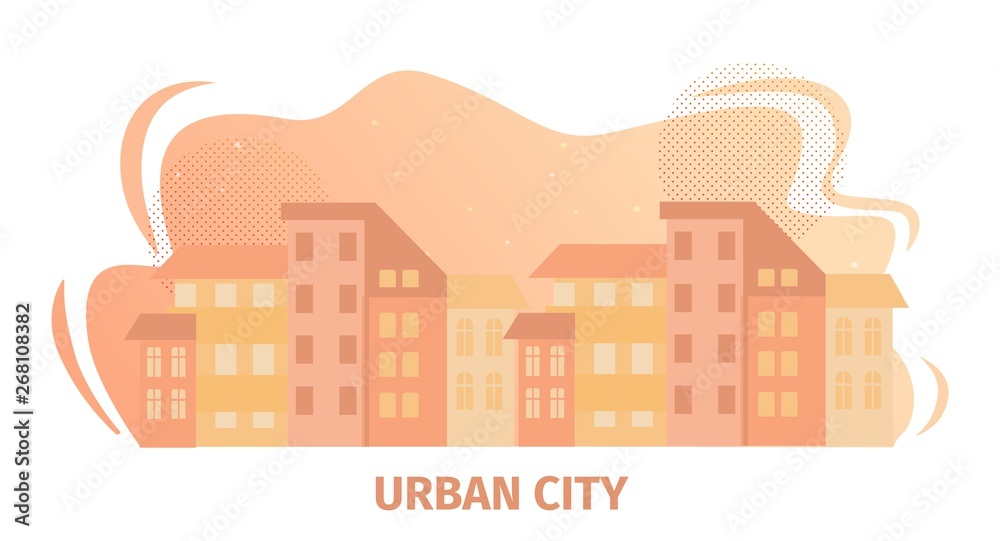 Urban City Horizontal Banner with Cityscape View.