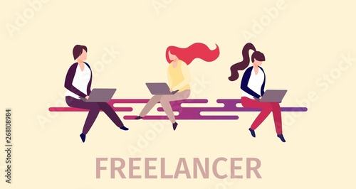 Male and Female Characters Freelance Home Workers