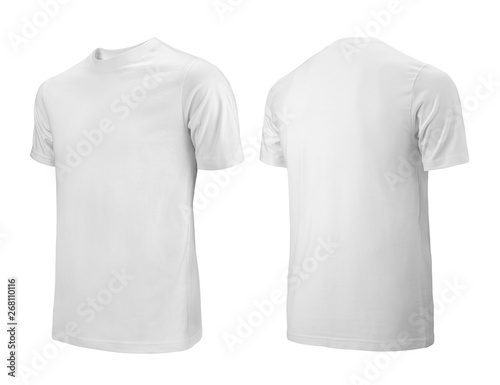 White T-shirts front and back side view used as design template.