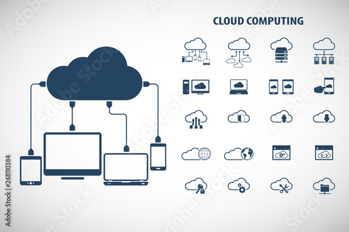 Cloud computing - Devices connected to the "cloud". EPS10 vector.