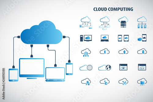 Cloud computing - Devices connected to the "cloud". EPS10 vector.
