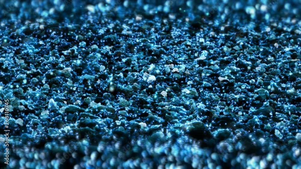 Blue Shiny glitter background abstract texture close up macro seamless loop particles