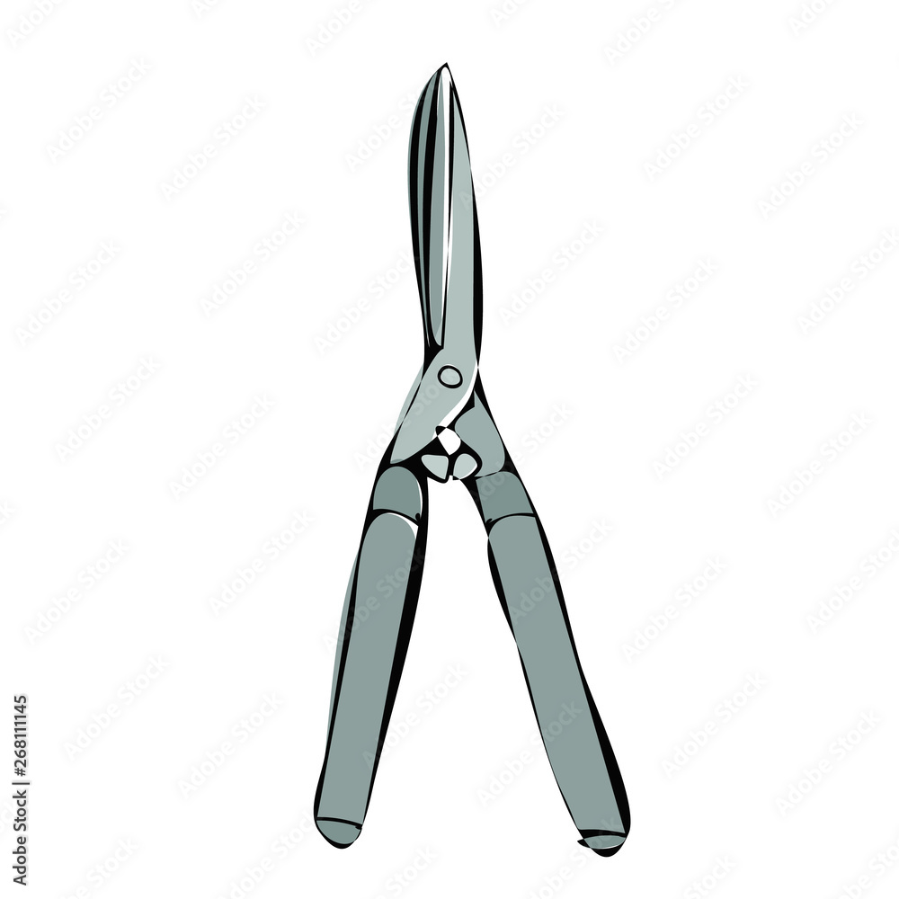 vector, isolated, garden shears, gardening, gray vector, isolated, garden shears, gardening, gray