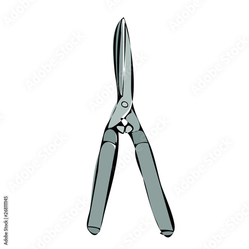 vector, isolated, garden shears, gardening, gray