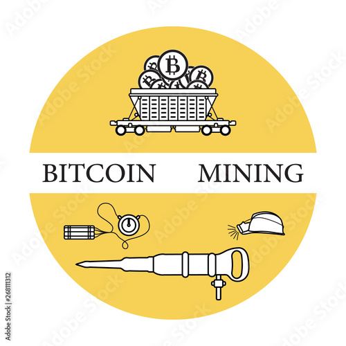 Railway car, bitcoin, dynamite, jackhammer, helmet