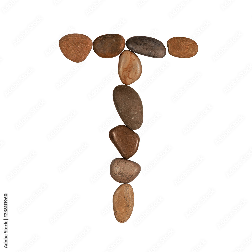 letters of the English alphabet, made of sea stones