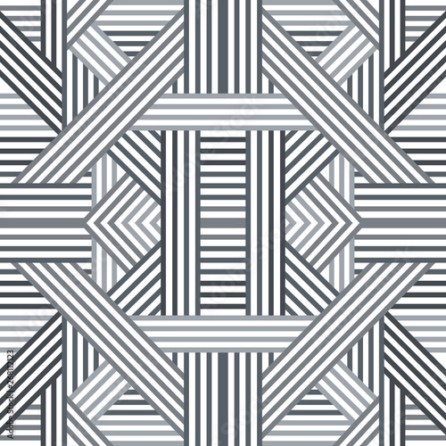 Monochrome abstract seamless pattern for textile, wallpapers, covers, gift wrap and scrapbook. Gray intersecting lines. Vector.