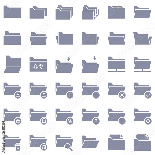 File and Folder vector icon set, solid style