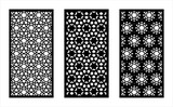 Laser cutting set. Arabesque vector panel. Art gradient sheet. Template for interior partition in arabic style. Ratio 1:2