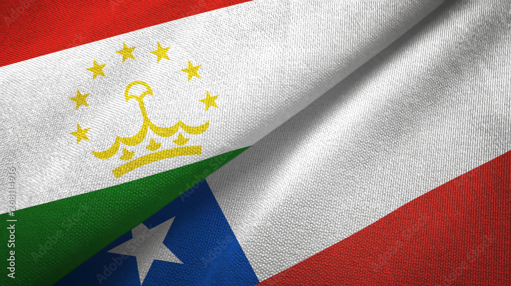 Tajikistan and Chile two flags textile cloth, fabric texture Tajikistan and Chile two flags textile cloth, fabric texture