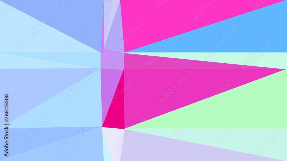 abstract geometric background with powder blue, neon fuchsia and corn flower blue colors. geometric triangle style composition for poster, cards, wallpaper or texture