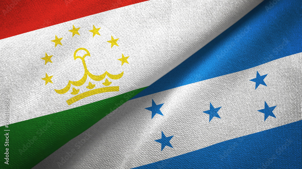 Tajikistan and Honduras two flags textile cloth, fabric texture Tajikistan and Honduras two flags textile cloth, fabric texture