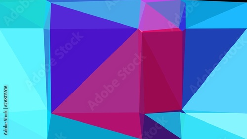 Abstract color triangles geometric background with turquoise  dark magenta and light sky blue colors for poster  cards  wallpaper or texture