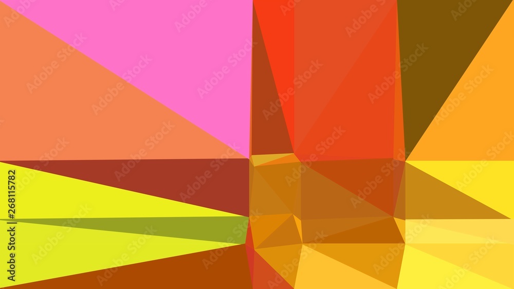 minimalistic triangle geometric background with coffee, gold and hot pink colors for poster, cards, wallpaper or background texture