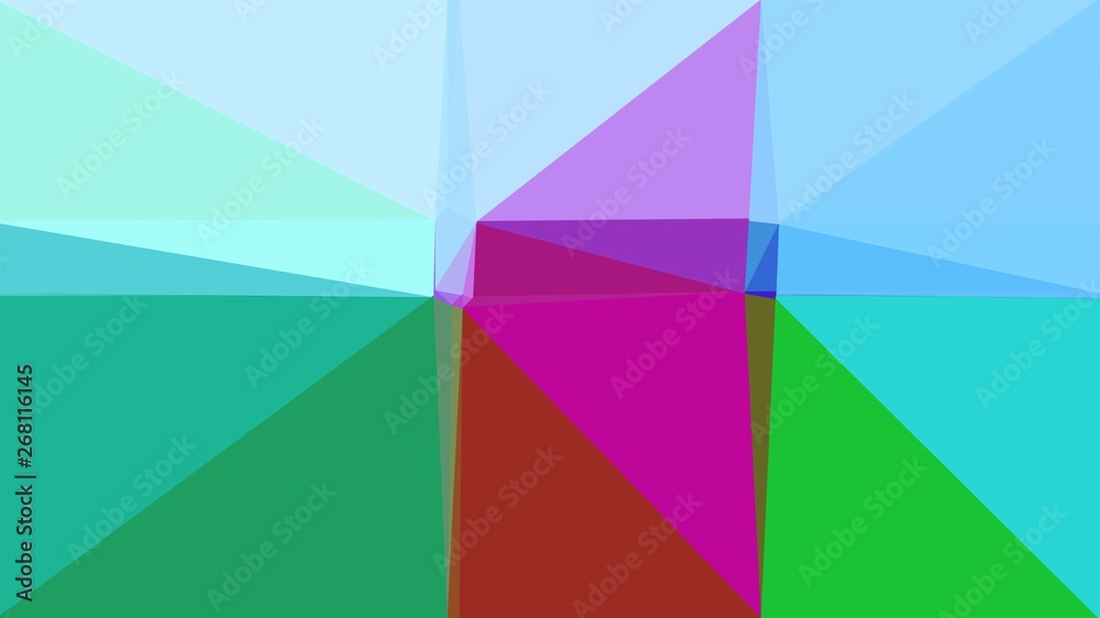 abstract geometric background with triangles and light blue, sea green and pale turquoise colors. for poster, banner, wallpaper or texture