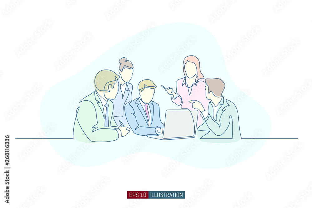 Continuous line drawing of business brief, presentation or training. Template for your design works. Vector illustration. Continuous line drawing of business brief, presentation or training. Template for your design works. Vector illustration.