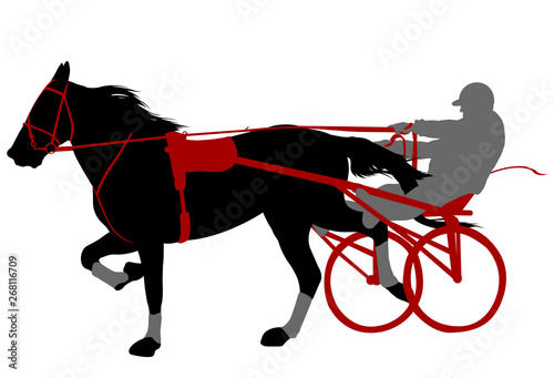 horse and jockey harness racing silhouette