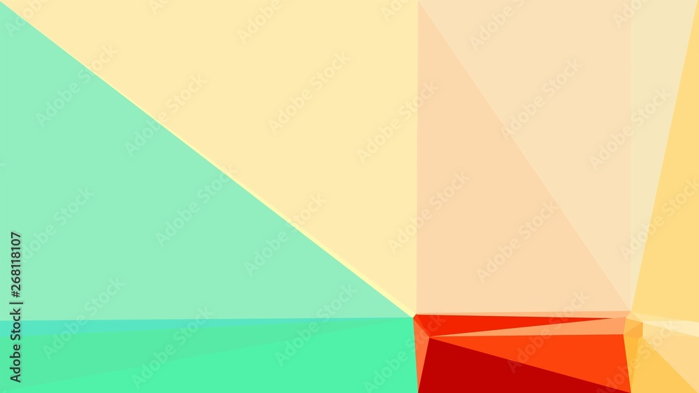 minimalistic triangle geometric background with pale golden rod, medium aqua marine and moccasin colors for poster, cards, wallpaper or background texture
