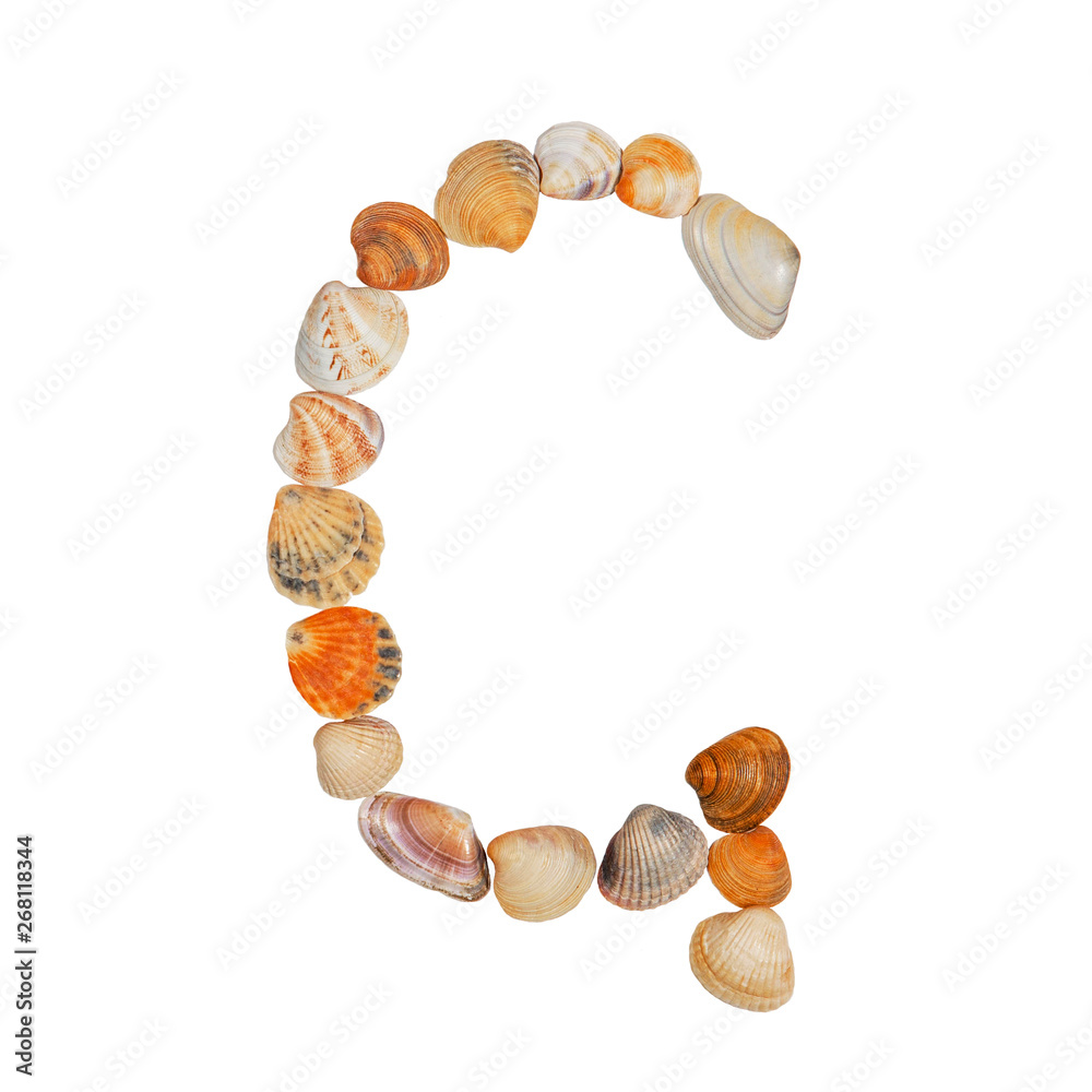 letters of the English alphabet, made of seashells letters of the English alphabet, made of seashells