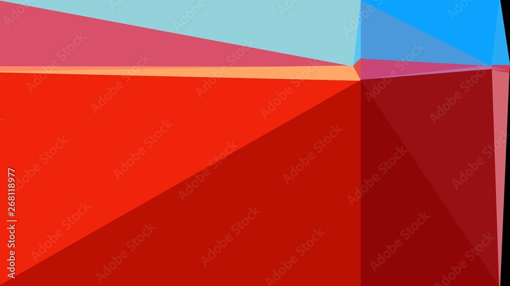 triangle background abstract with firebrick, strong red and sky blue colors. backdrop style for poster element, cards, wallpaper or texture