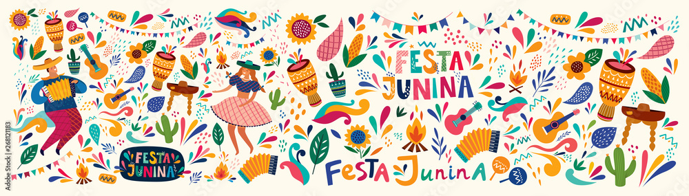 Beautiful vector illustration with design for Brazil holiday Festa Junina