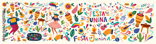 Beautiful vector illustration with design for Brazil holiday Festa Junina photo