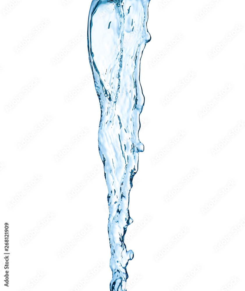 a jet of water on an isolated white background