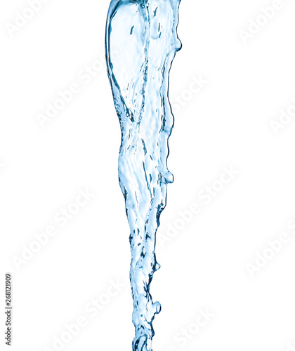 a jet of water on an isolated white background