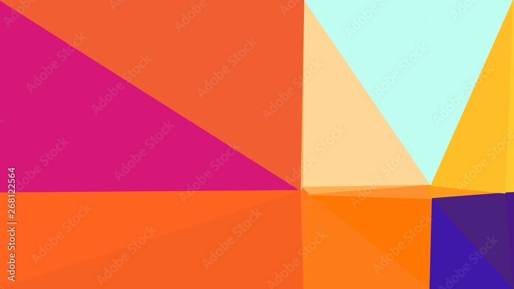 geometric triangles style in tomato, pale turquoise and sandy brown color. abstract triangles composition. for poster, cards, wallpaper or texture