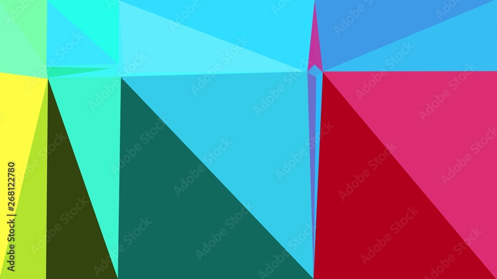 turquoise, crimson and teal green multi color background art. abstract triangle style composition for poster, cards, wallpaper or texture