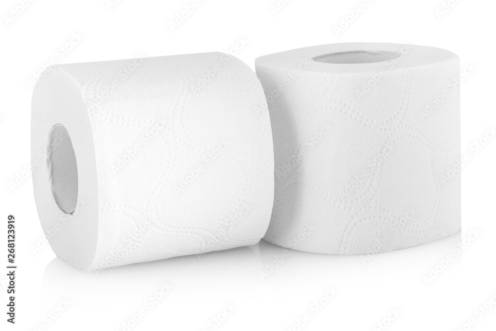 The two rolles of toilet paper or tissue isolated on white The two rolles of toilet paper or tissue isolated on white