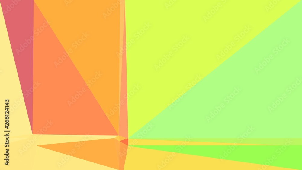 geometric triangles style in coral, pastel orange and pale green color. abstract triangles composition. for poster, cards, wallpaper or texture