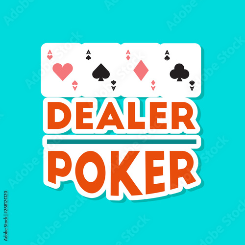 paper sticker on stylish background poker casino dealer