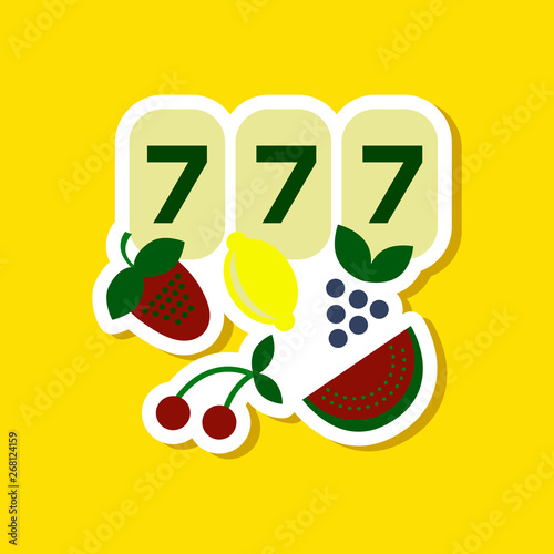 paper sticker on stylish background jackpot Lucky seven