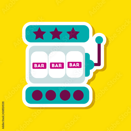 paper sticker on stylish background slot machine