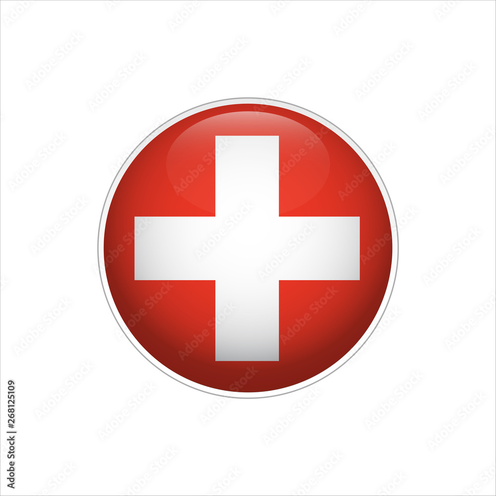 Flag of Switzerland. Vector illustration. Icon. 3D. Traditional color. Web, Sport. Flag of Switzerland. Vector illustration. Icon. 3D. Traditional color. Web, Sport.