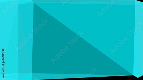 geometric triangle abstract background with dark turquoise, black and bright turquoise colors for poster, cards, wallpaper or backdrop texture