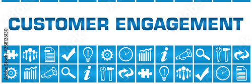 Customer Engagement Blue Box Grid Business Symbols 