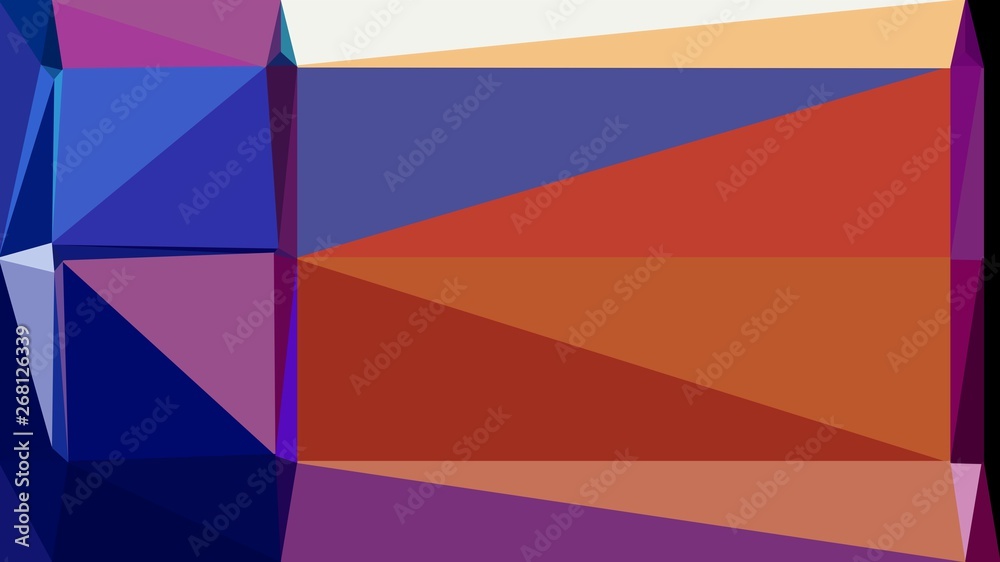 Abstract color triangles geometric background with midnight blue, sienna and wheat colors for poster, cards, wallpaper or texture
