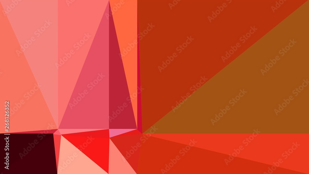 Obraz premium abstract geometric background with triangles and firebrick, salmon and very dark red colors. for poster, banner, wallpaper or texture