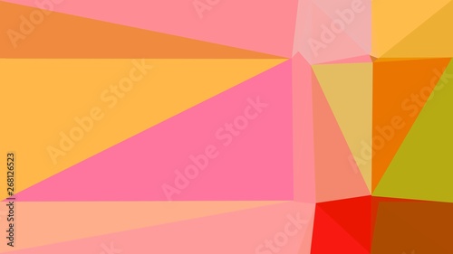 minimalistic triangle geometric background with light coral, coffee and pastel orange colors for poster, cards, wallpaper or background texture