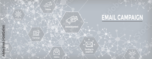 Email marketing campaigns icon set - web header banner